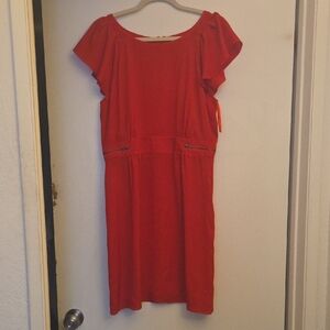 Gianni Bini Red Flutter-Sleeve Midi Dress